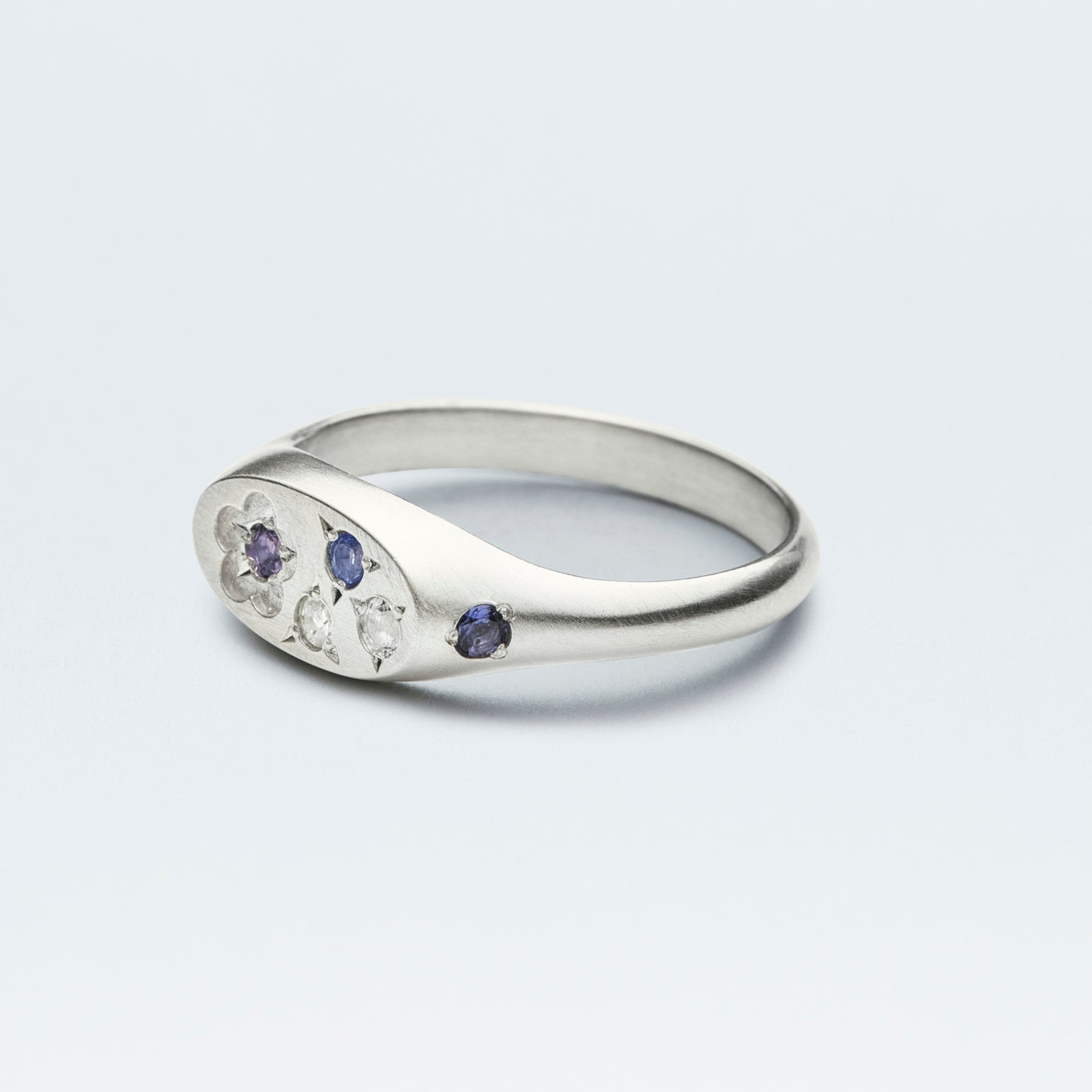 Flower Signet Ring Mini / Silver925 / Blue
