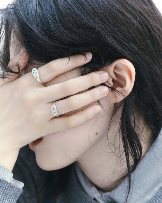 Galaxy Signet Ring Mini / Silver925 / Green