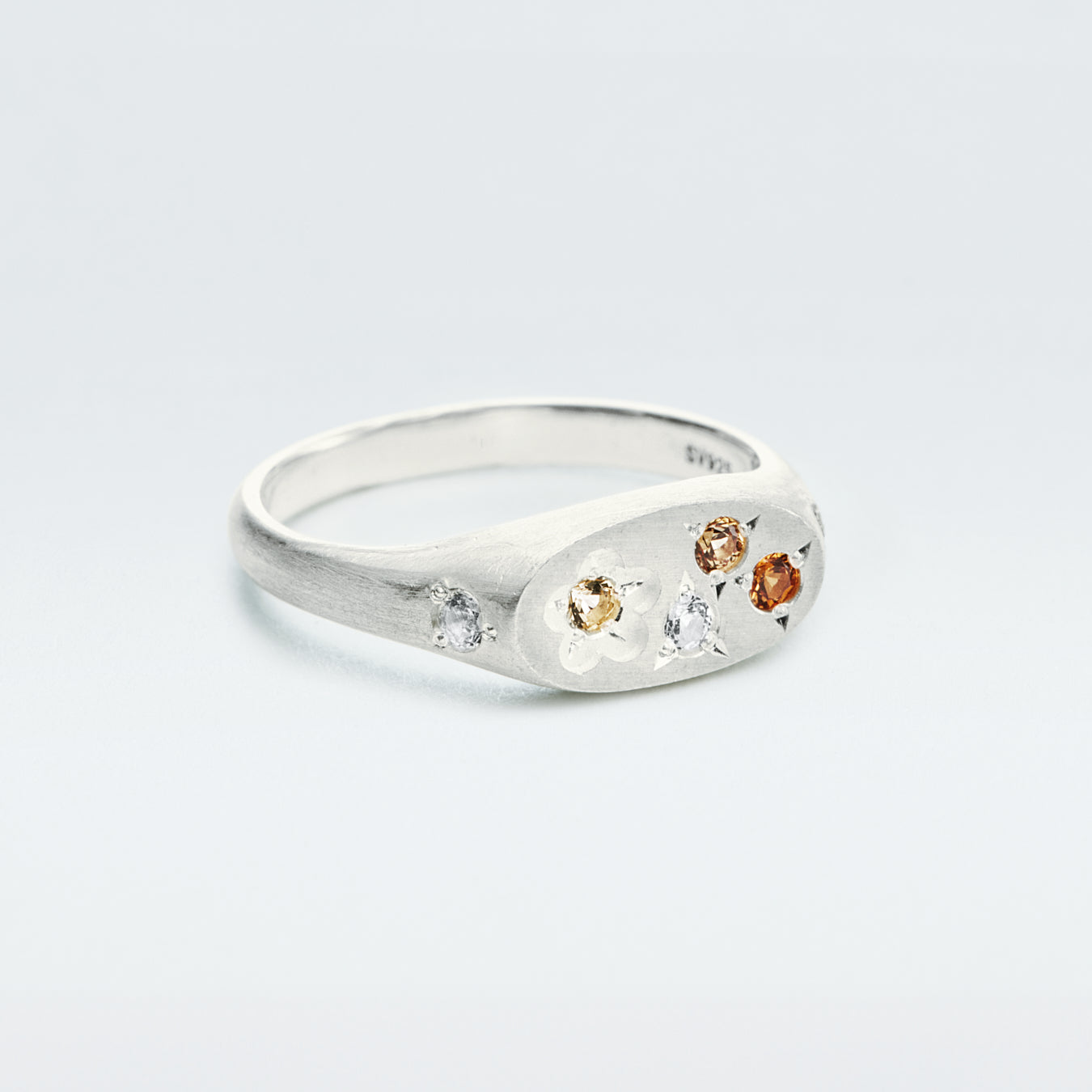 Flower Signet Ring Mini / Silver925 / Orange