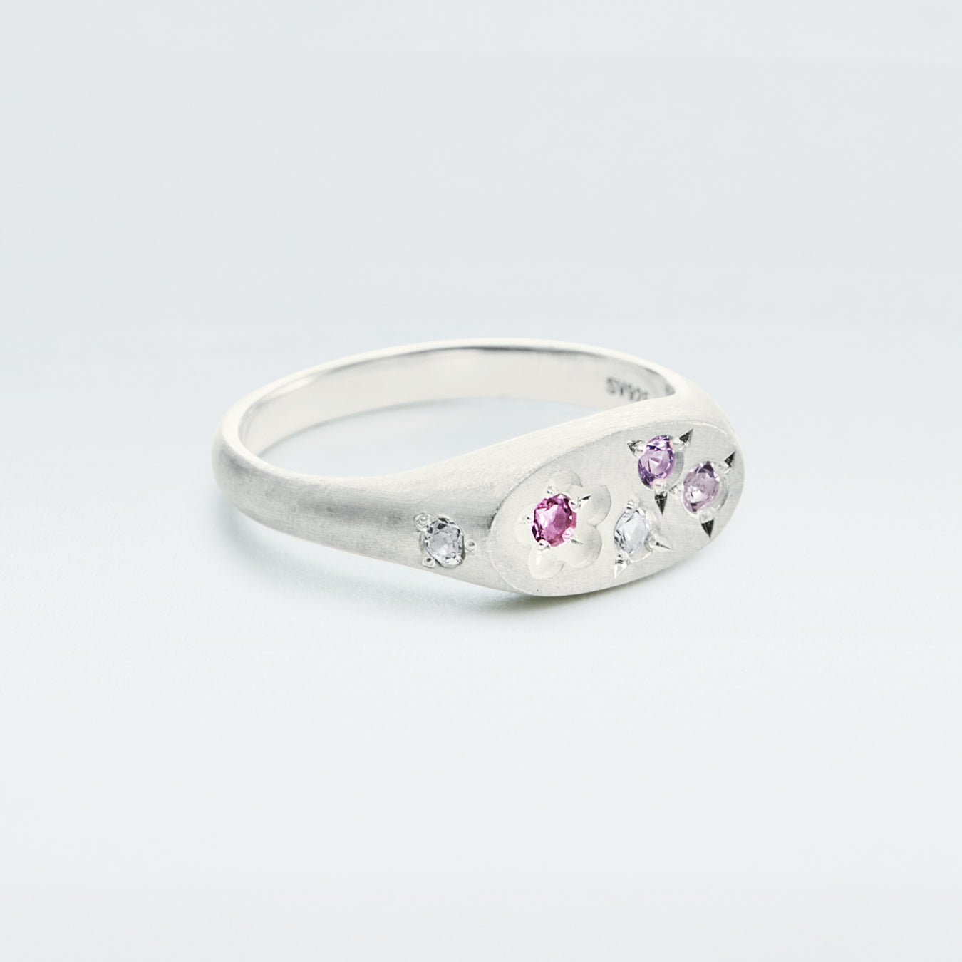 Flower Signet Ring Mini / Silver925 / Pink