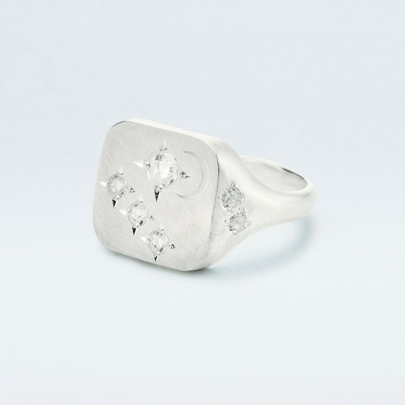 Galaxy Square Signet Ring / Silver925 / White