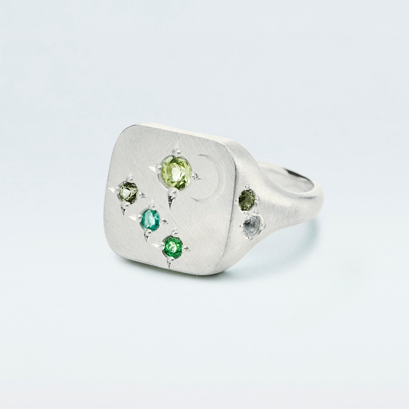 Galaxy Square Signet Ring / Silver925 / Green