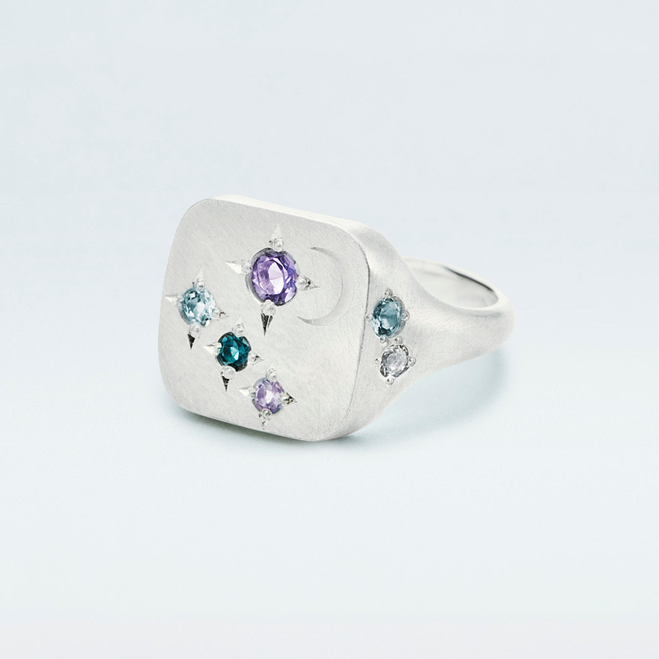 Galaxy Square Signet Ring / Silver925 / Blue