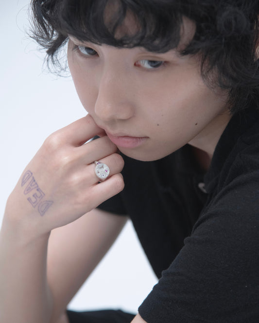 Galaxy Signet Ring / Silver925 / Pink