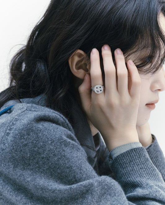 【Limited Edition】Flower Signet Ring / Silver925 / Black