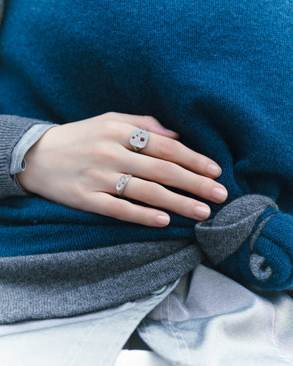 Galaxy Square Signet Ring / Silver925 / Pink