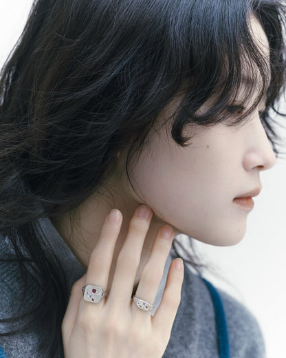 Galaxy Signet Ring Mini / Silver925 / Pink