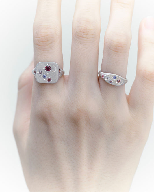 Galaxy Square Signet Ring / Silver925 / Pink