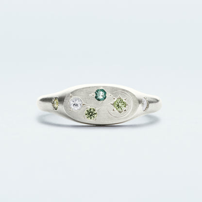 Galaxy Signet Ring Mini  / Silver925  / Green