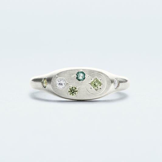Galaxy Signet Ring Mini  / Silver925  / Green