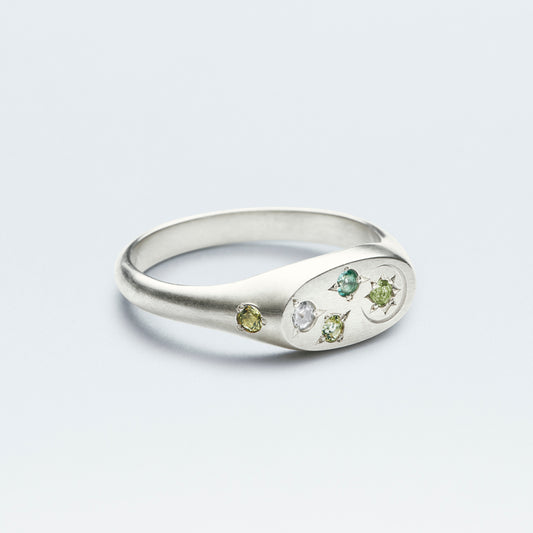 Galaxy Signet Ring Mini  / Silver925  / Green