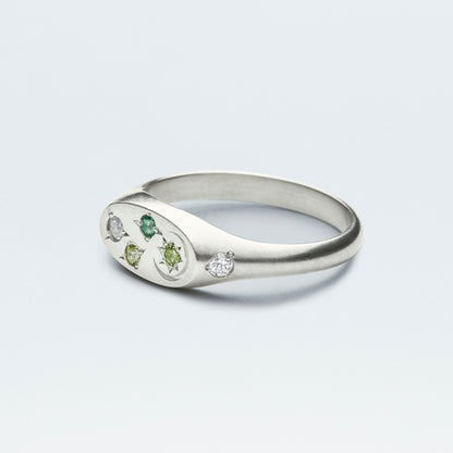 Galaxy Signet Ring Mini  / Silver925  / Green