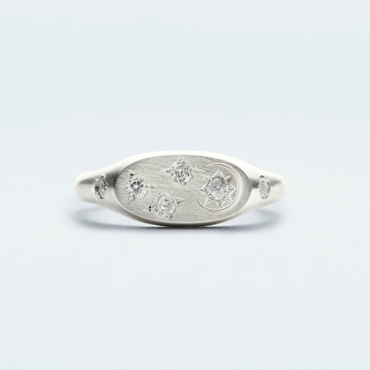 Galaxy Signet Ring Mini  / Silver925  / White