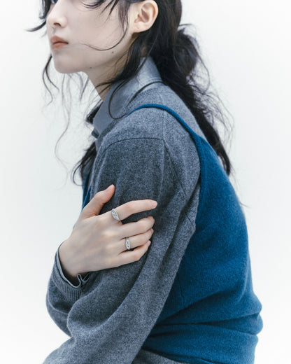 Flower Signet Ring Mini / Silver925 / White