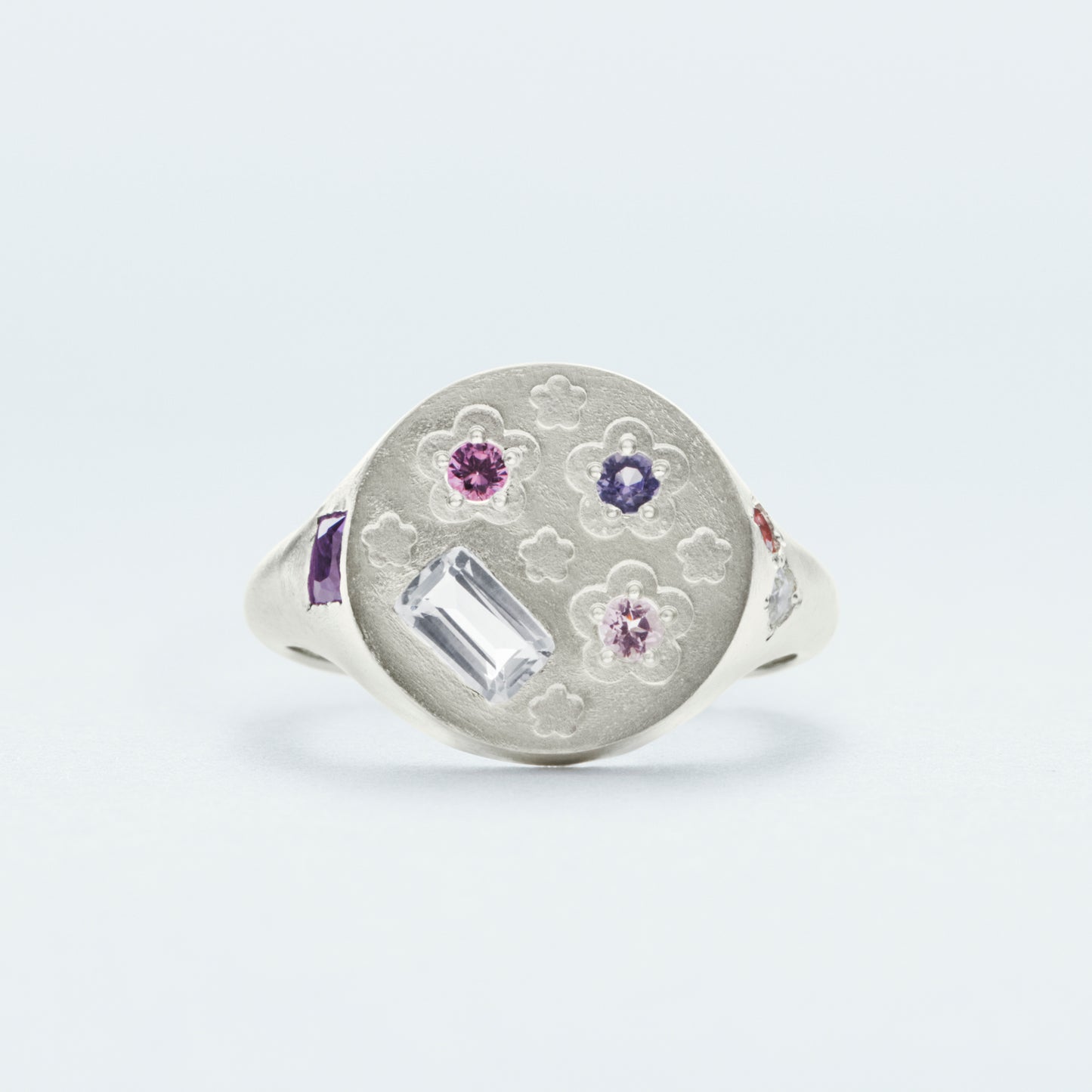 Flower Signet Ring / Silver925 / Pink