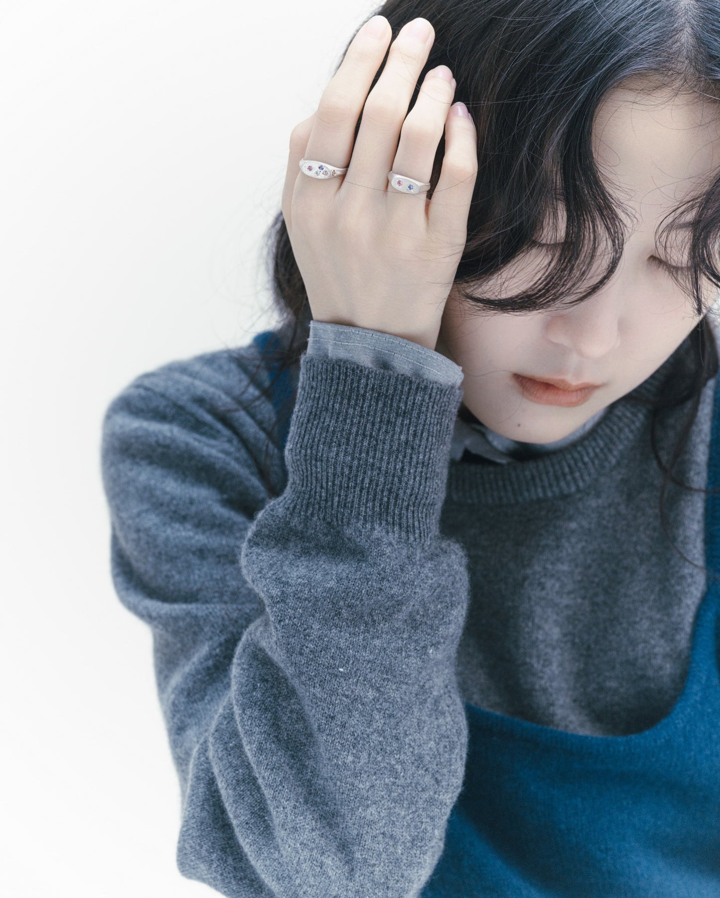 Flower Signet Ring Mini / Silver925 / Pink