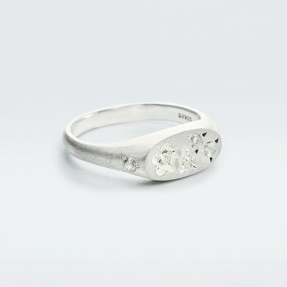 Flower Signet Ring Mini / Silver925 / White