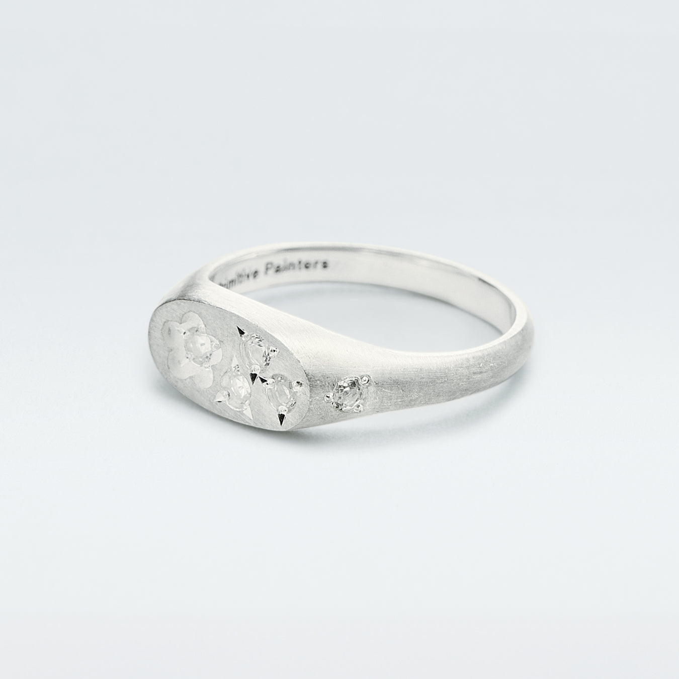 Flower Signet Ring Mini / Silver925 / White