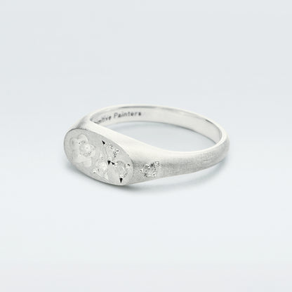Flower Signet Ring Mini / Silver925 / White