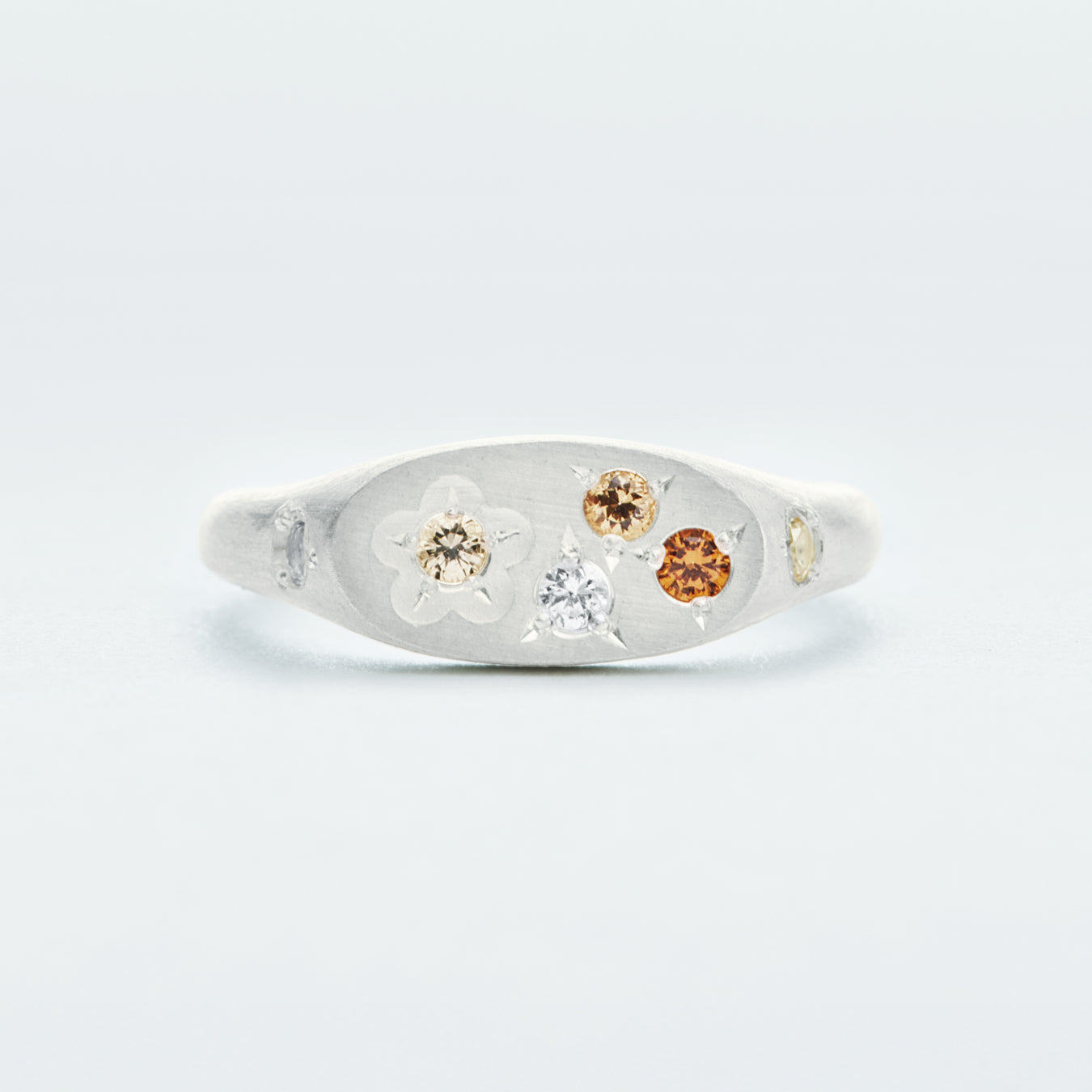 Flower Signet Ring Mini / Silver925 / Orange