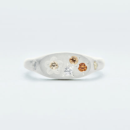 Flower Signet Ring Mini / Silver925 / Orange
