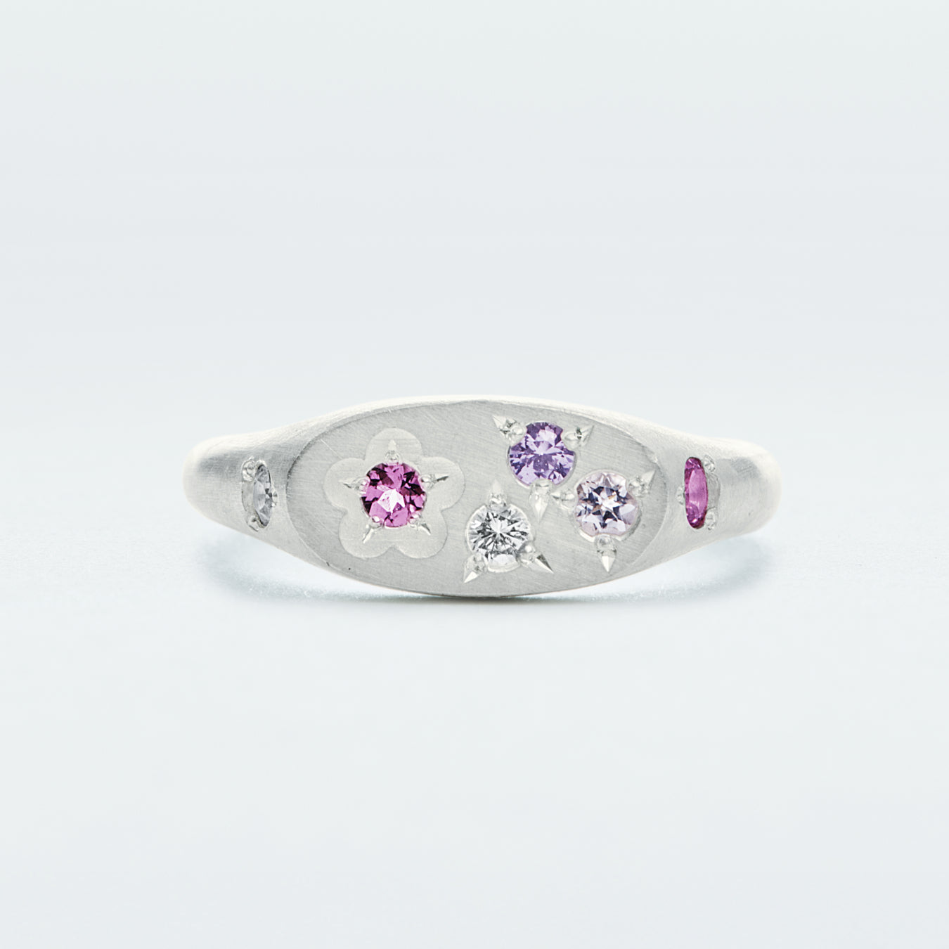 Flower Signet Ring Mini / Silver925 / Pink