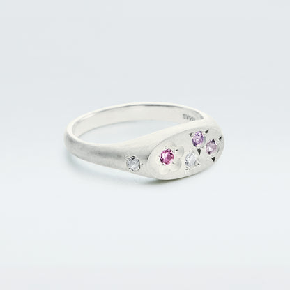 Flower Signet Ring Mini / Silver925 / Pink
