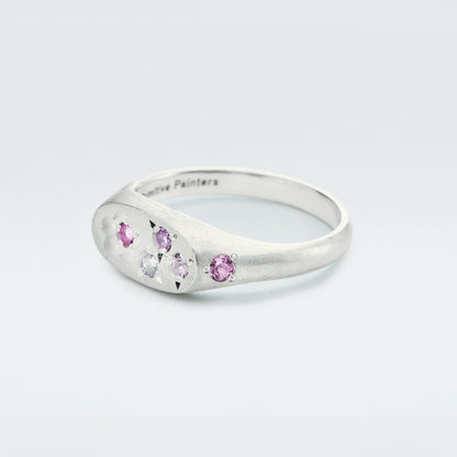 Flower Signet Ring Mini / Silver925 / Pink