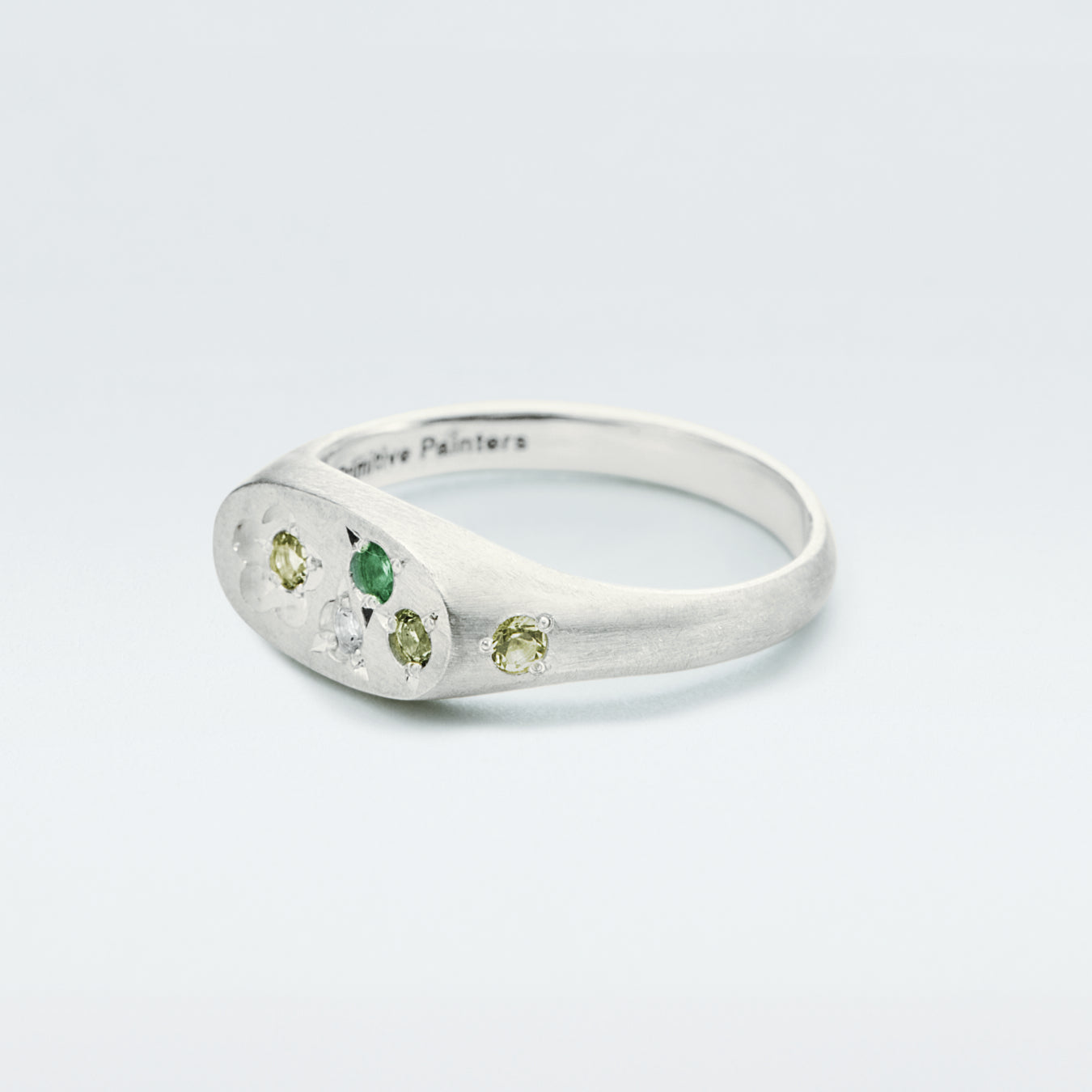 Flower Signet Ring Mini / Silver925 / Green
