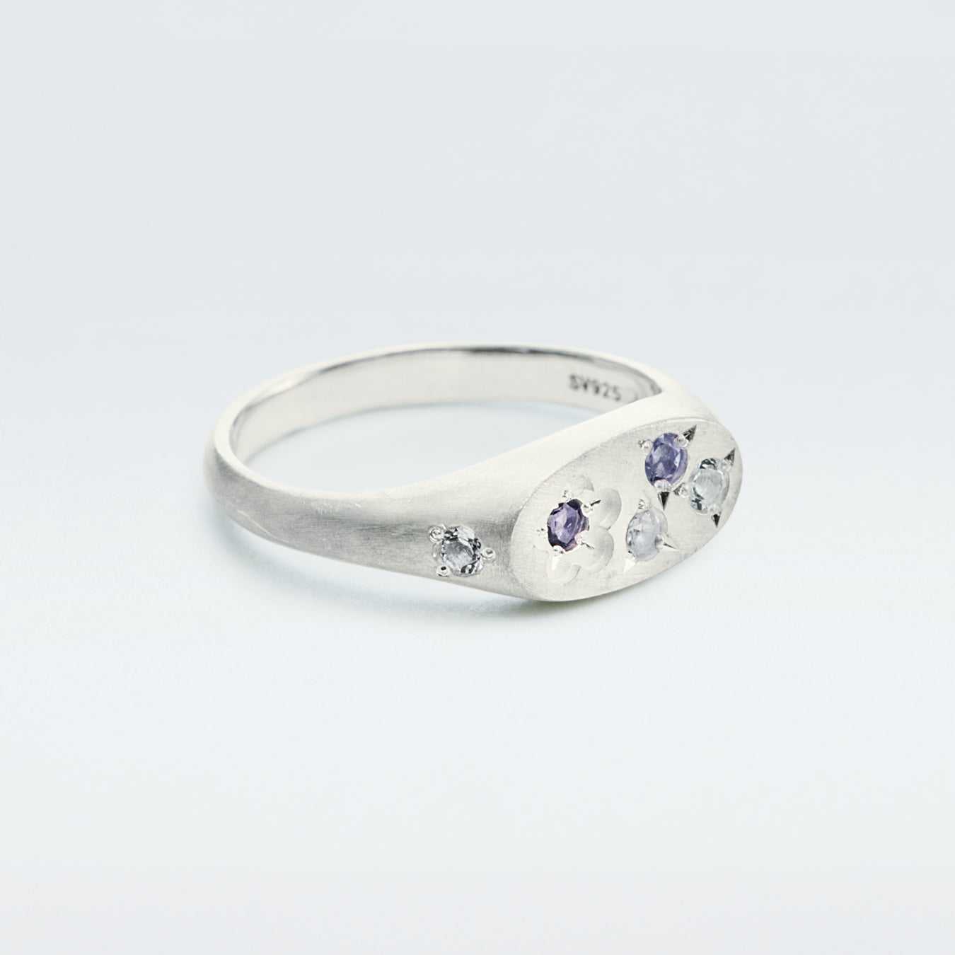 Flower Signet Ring Mini / Silver925 / Blue