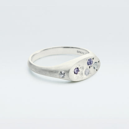 Flower Signet Ring Mini / Silver925 / Blue