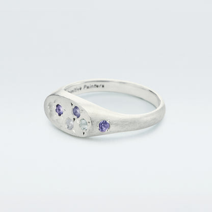 Flower Signet Ring Mini / Silver925 / Blue