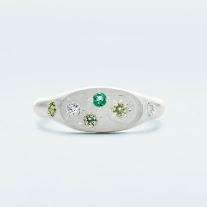 Galaxy Signet Ring Mini / Silver925 / Green