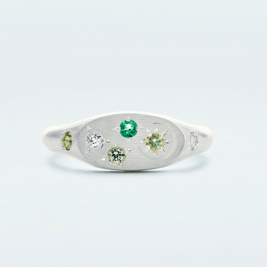 Galaxy Signet Ring Mini / Silver925 / Green