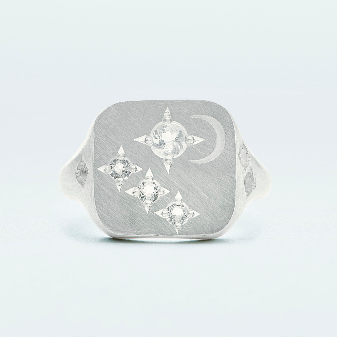 Galaxy Square Signet Ring / Silver925 / White