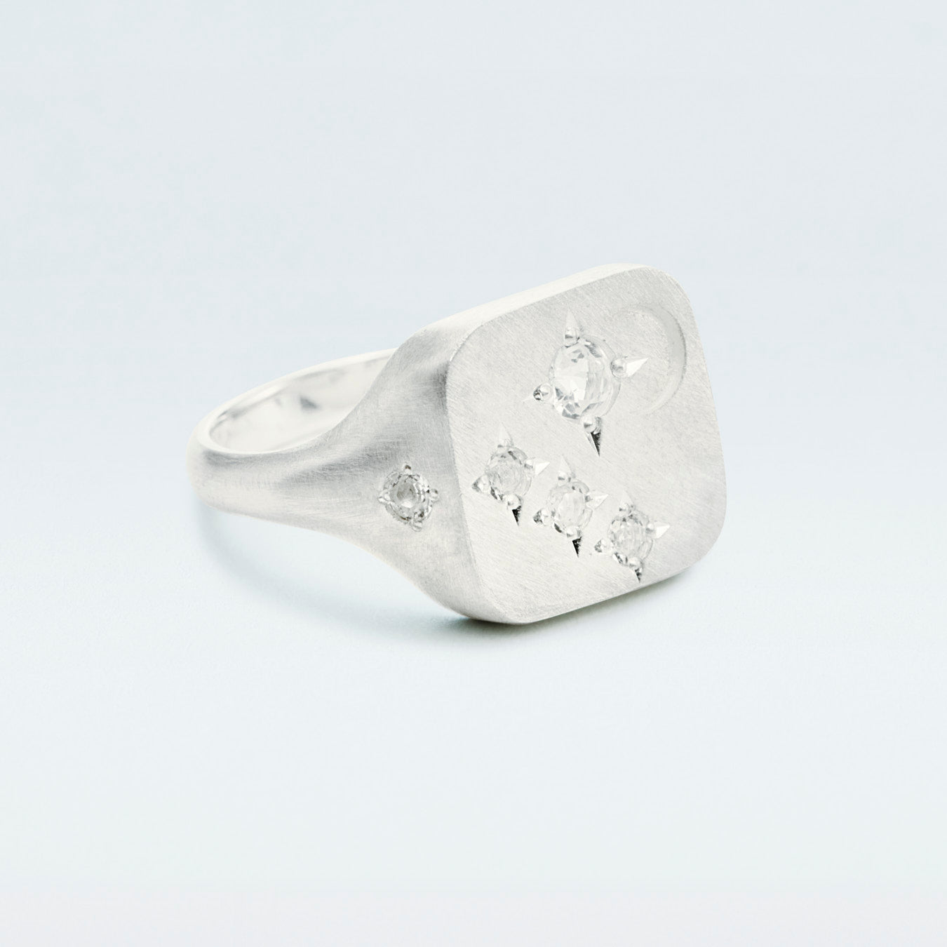 Galaxy Square Signet Ring / Silver925 / White