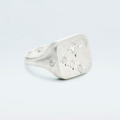 Galaxy Square Signet Ring / Silver925 / White