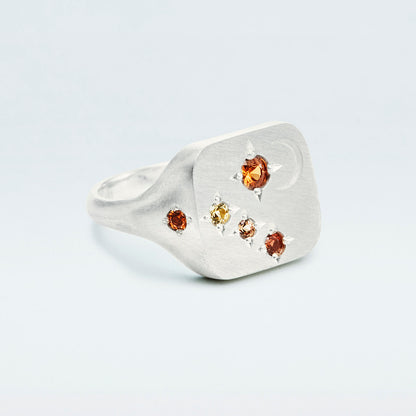 Galaxy Square Signet Ring / Silver925 / Orange