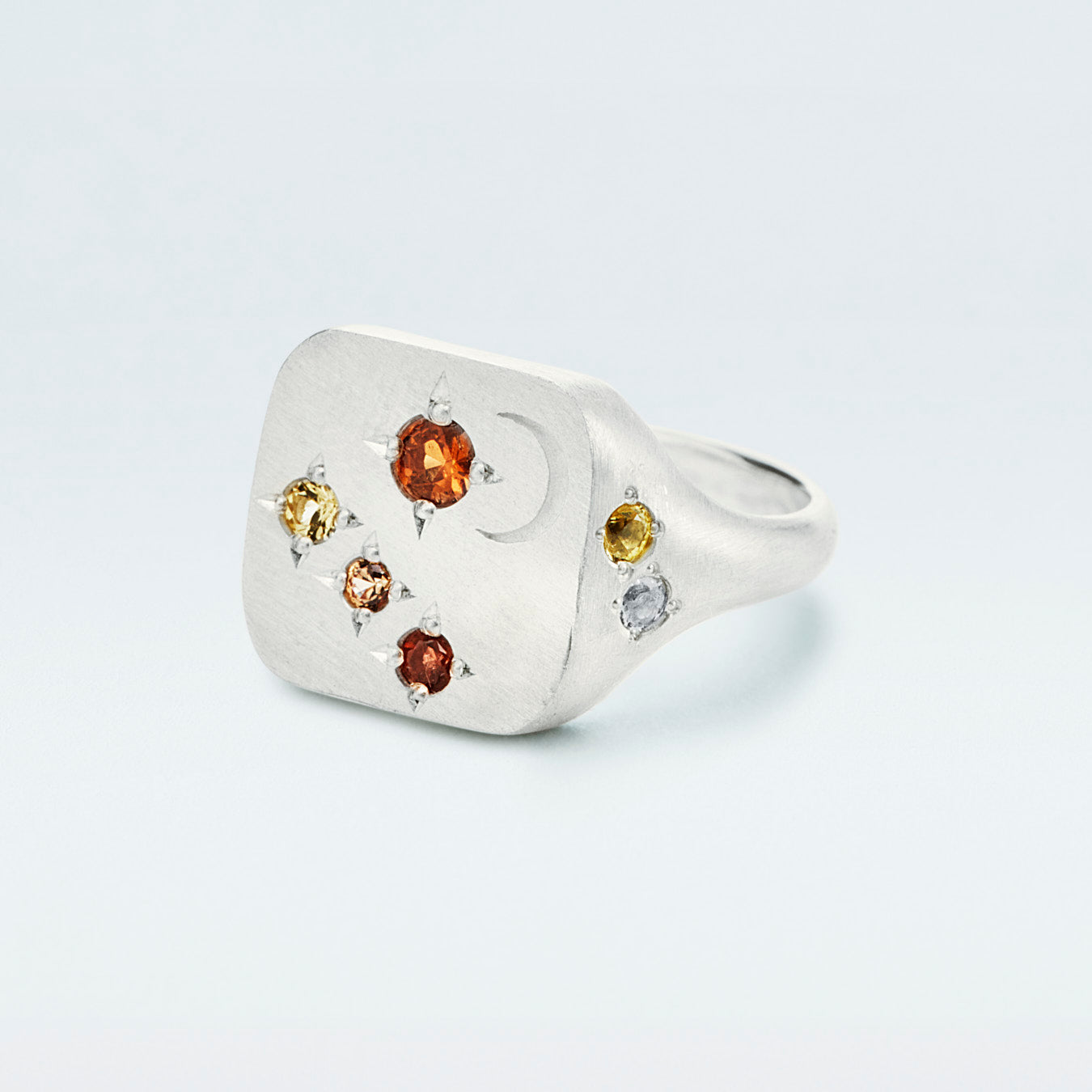 Galaxy Square Signet Ring / Silver925 / Orange