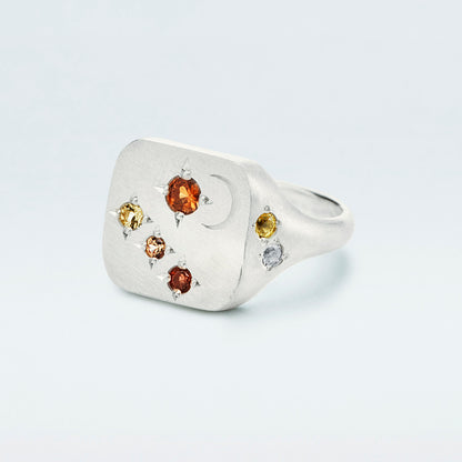 Galaxy Square Signet Ring / Silver925 / Orange