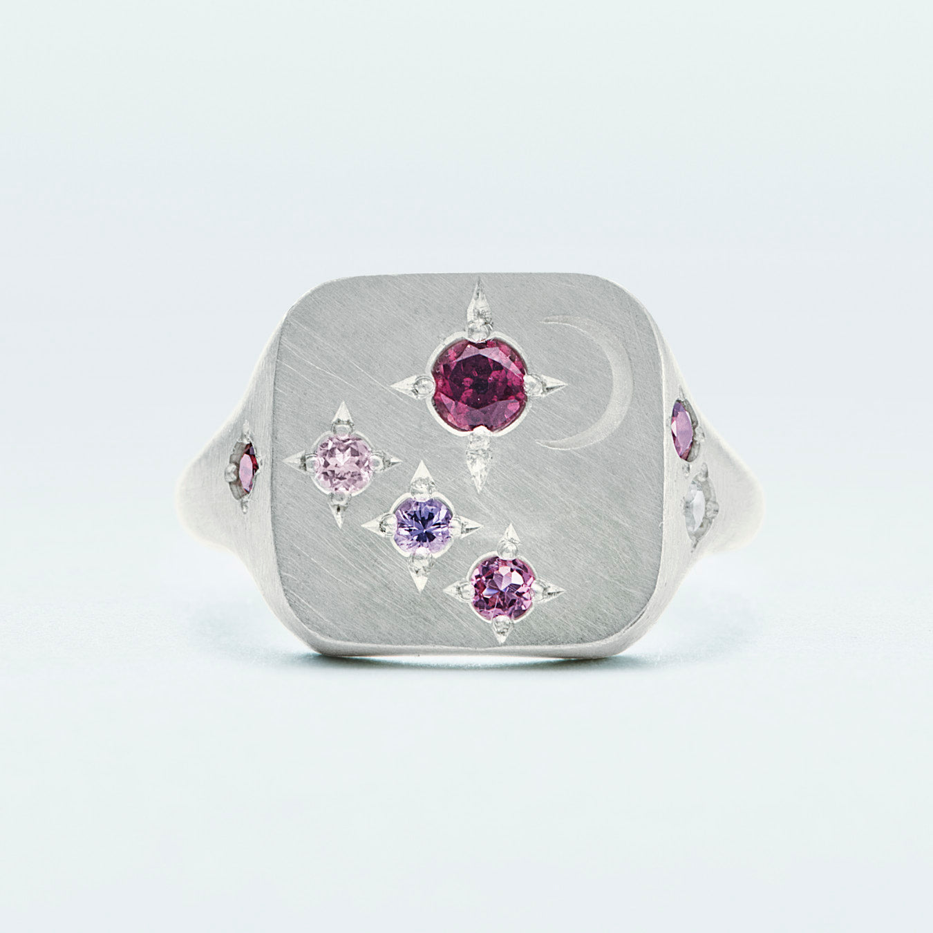 Galaxy Square Signet Ring / Silver925 / Pink
