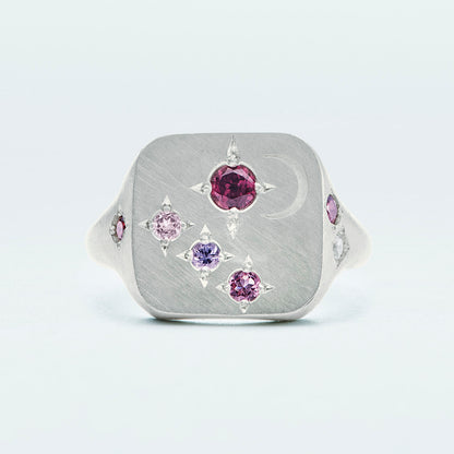 Galaxy Square Signet Ring / Silver925 / Pink