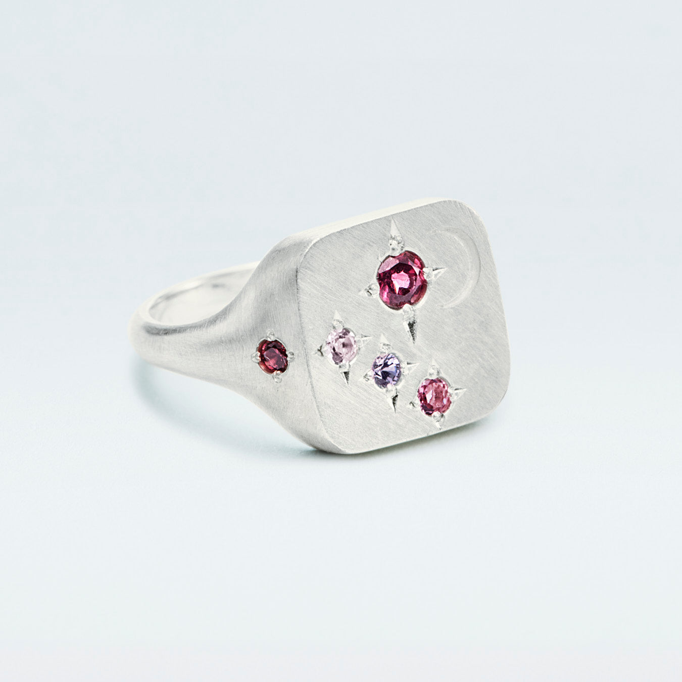Galaxy Square Signet Ring / Silver925 / Pink