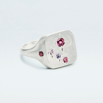 Galaxy Square Signet Ring / Silver925 / Pink