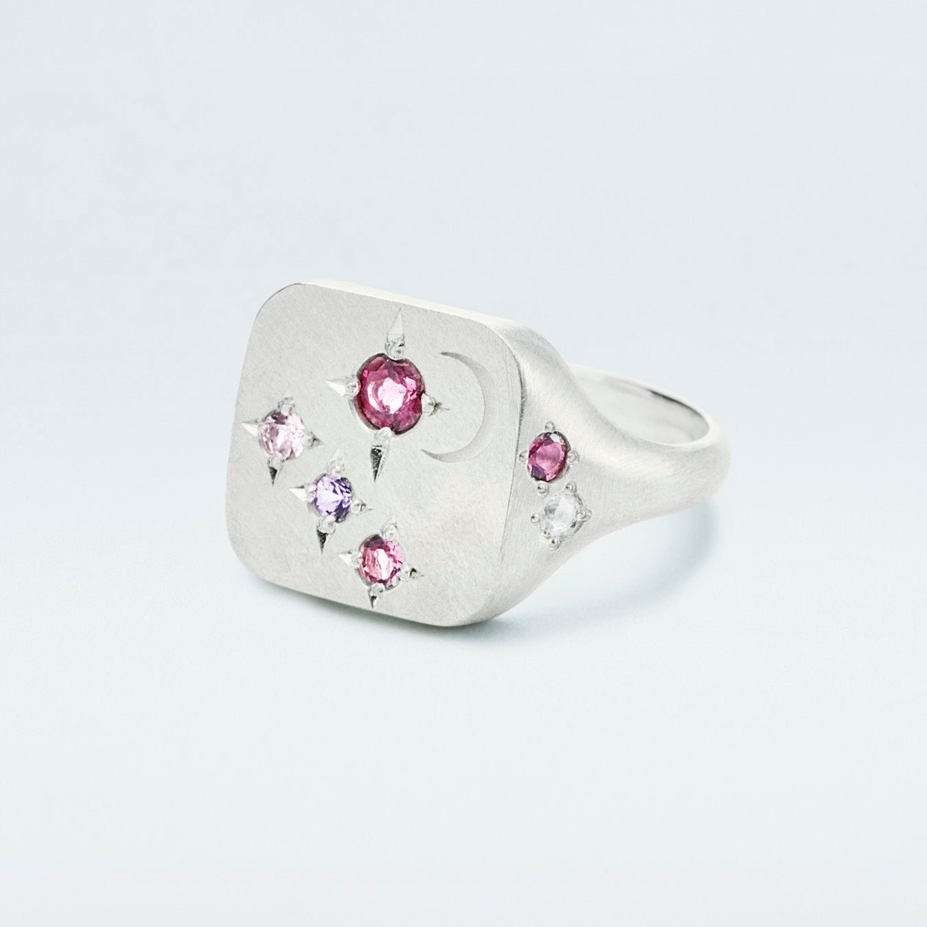 Galaxy Square Signet Ring / Silver925 / Pink