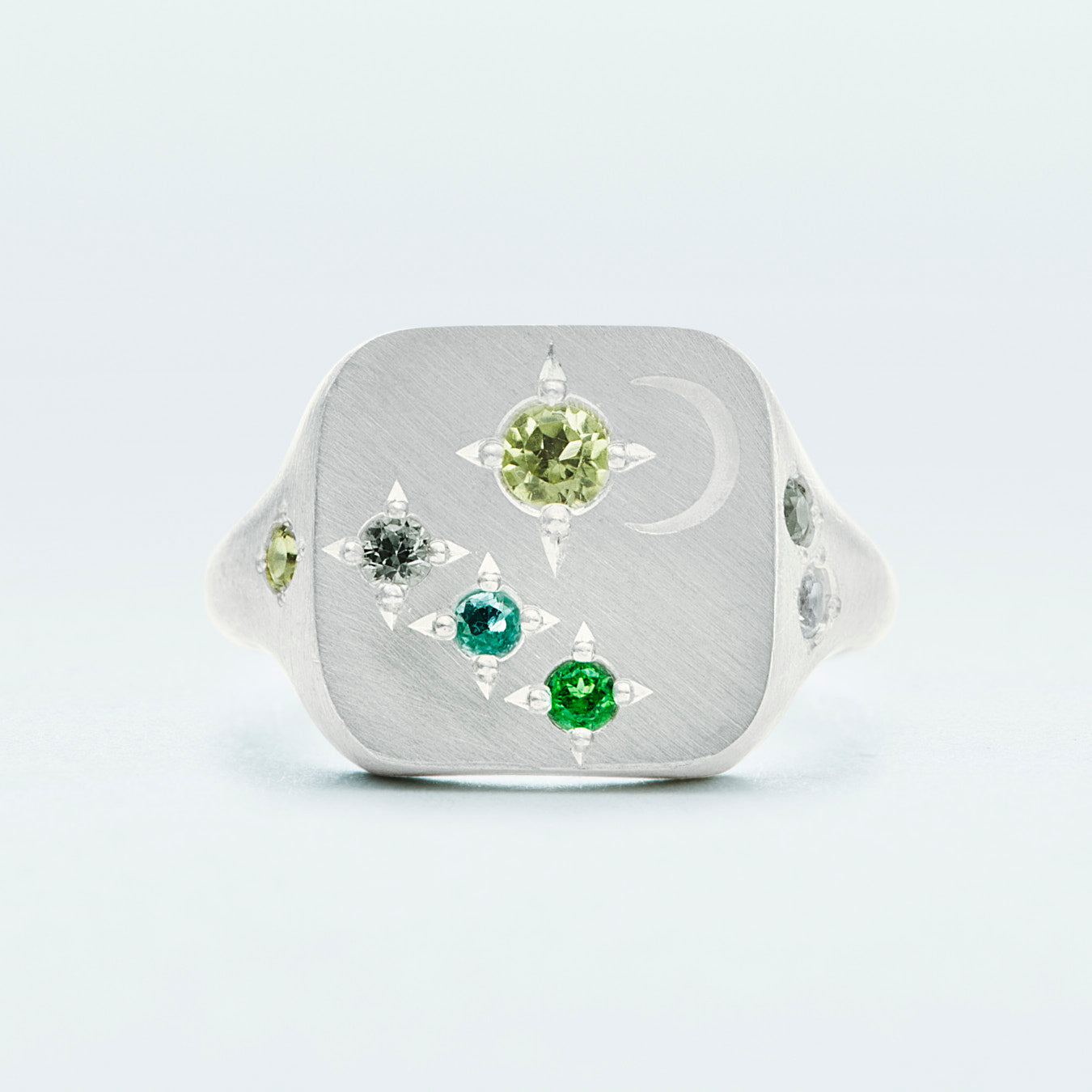 Galaxy Square Signet Ring / Silver925 / Green