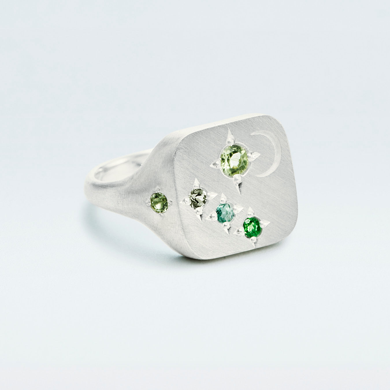 Galaxy Square Signet Ring / Silver925 / Green