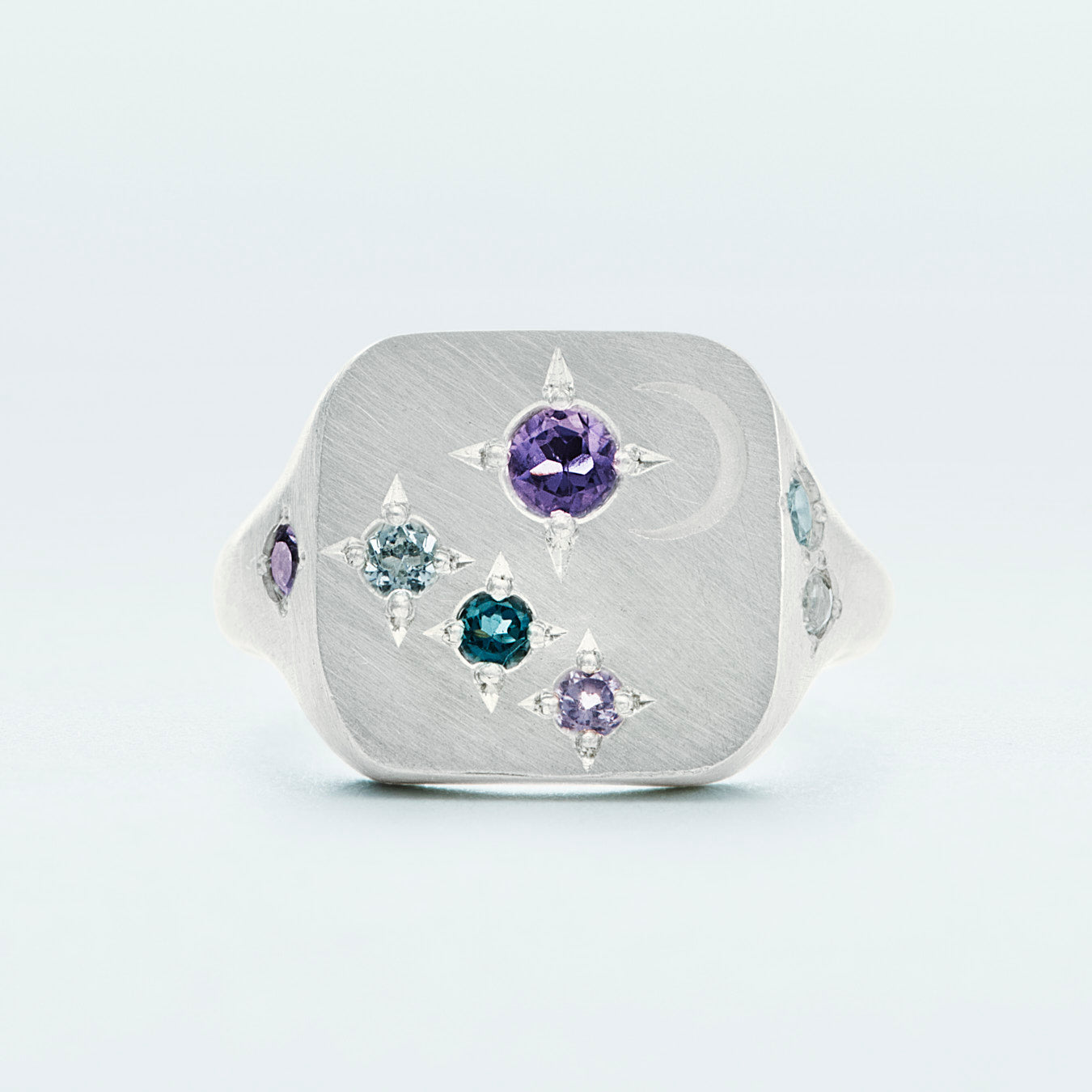 Galaxy Square Signet Ring / Silver925 / Blue