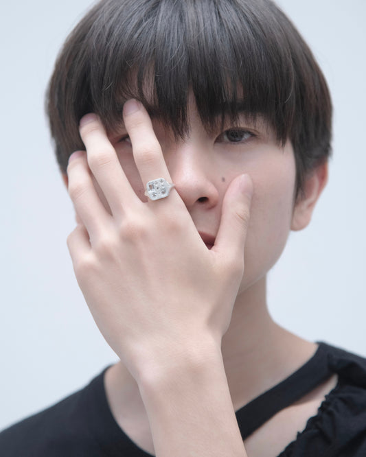 Square Signet Ring  / Silver925 / White