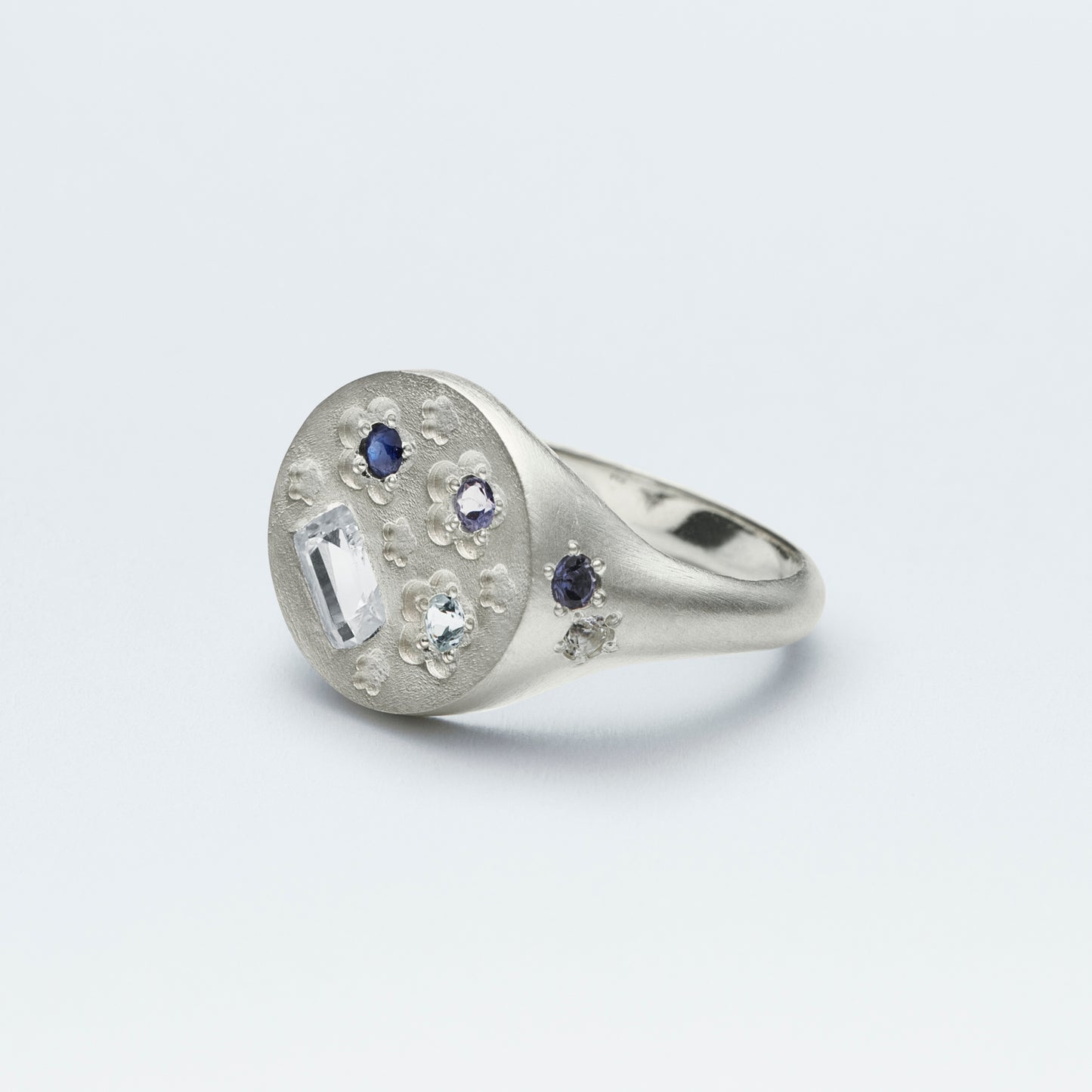 Flower Signet Ring / Silver925 / Blue